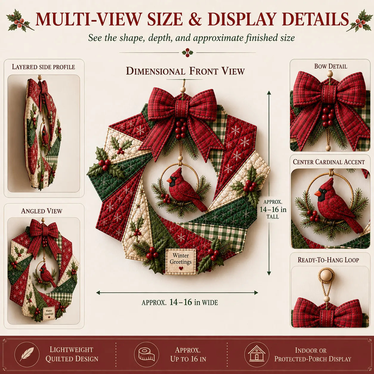 ⏳ Last Day 49% OFF – 🎄Beginner-Friendly DIY Christmas Fabric Wreath Kit Collection | Complete Kit with Coordinated Fabrics, Wreath Materials & Step-by-Step Guide Included 💕