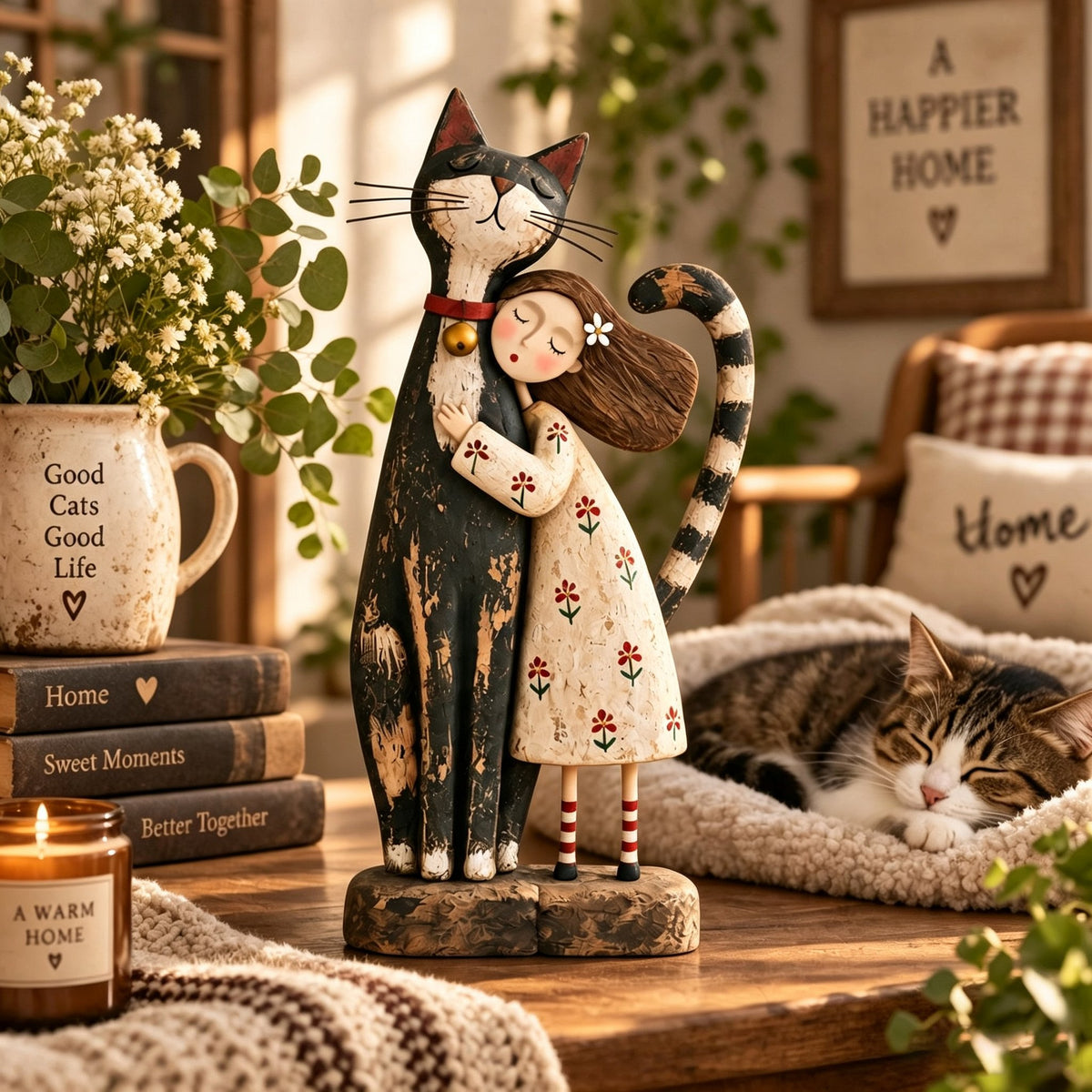 ❤️Some Friendships Don’t Need Words™ – Girl & Pet Hugging Figurine