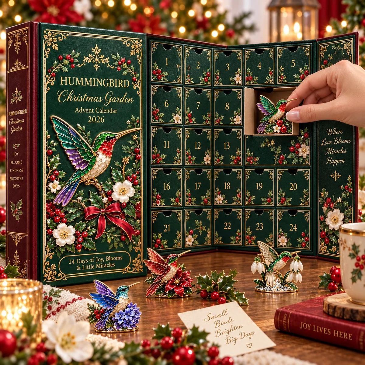 Hummingbird Christmas Garden Advent Calendar 2026 – 24 Nature Miniatures