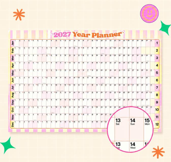📅✨ 2027 Extra-Large Full Year Wall Planner – 90 × 60 cm | 140gsm Thick Matte Paper | 12-Month Year-at-a-Glance Calendar🏃