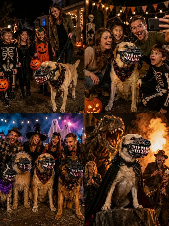 Funny Halloween Dog Muzzle - Realistic Latex Monster Costume with Adjustable Fit