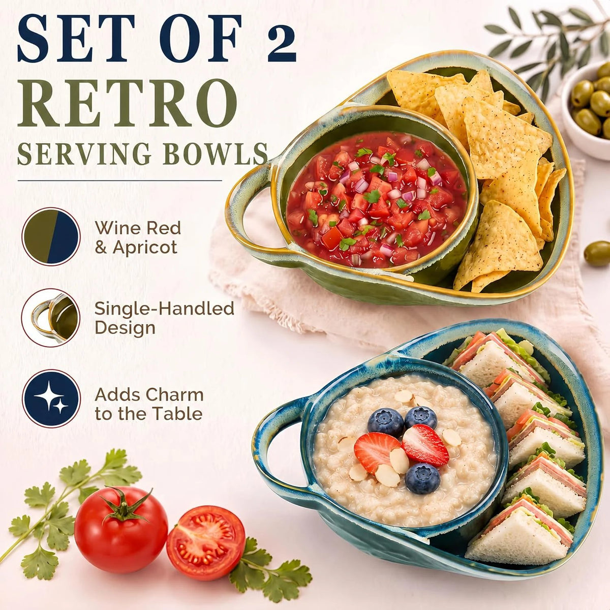 🥣 Stoneware Soup & Side Bowls Set