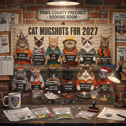 Funny Cat Mugshots 2027 Wall Calendar – 12 Guilty Cats