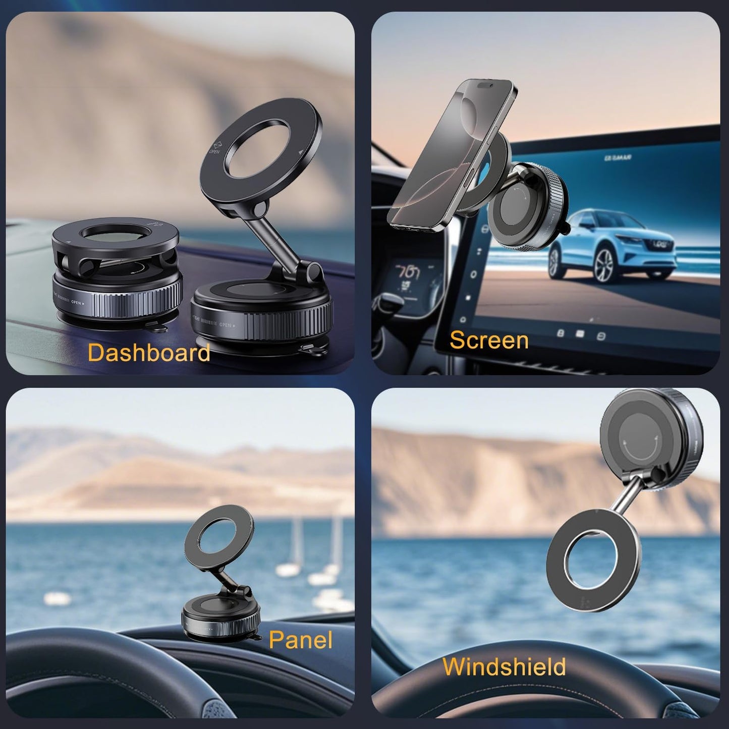 2026 Newest 360° Adjustable Vacuum Magnetic Suction Cup Phone Holder Mount