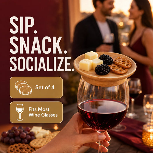 Bamboo Wine Glass Toppers – Set of 4