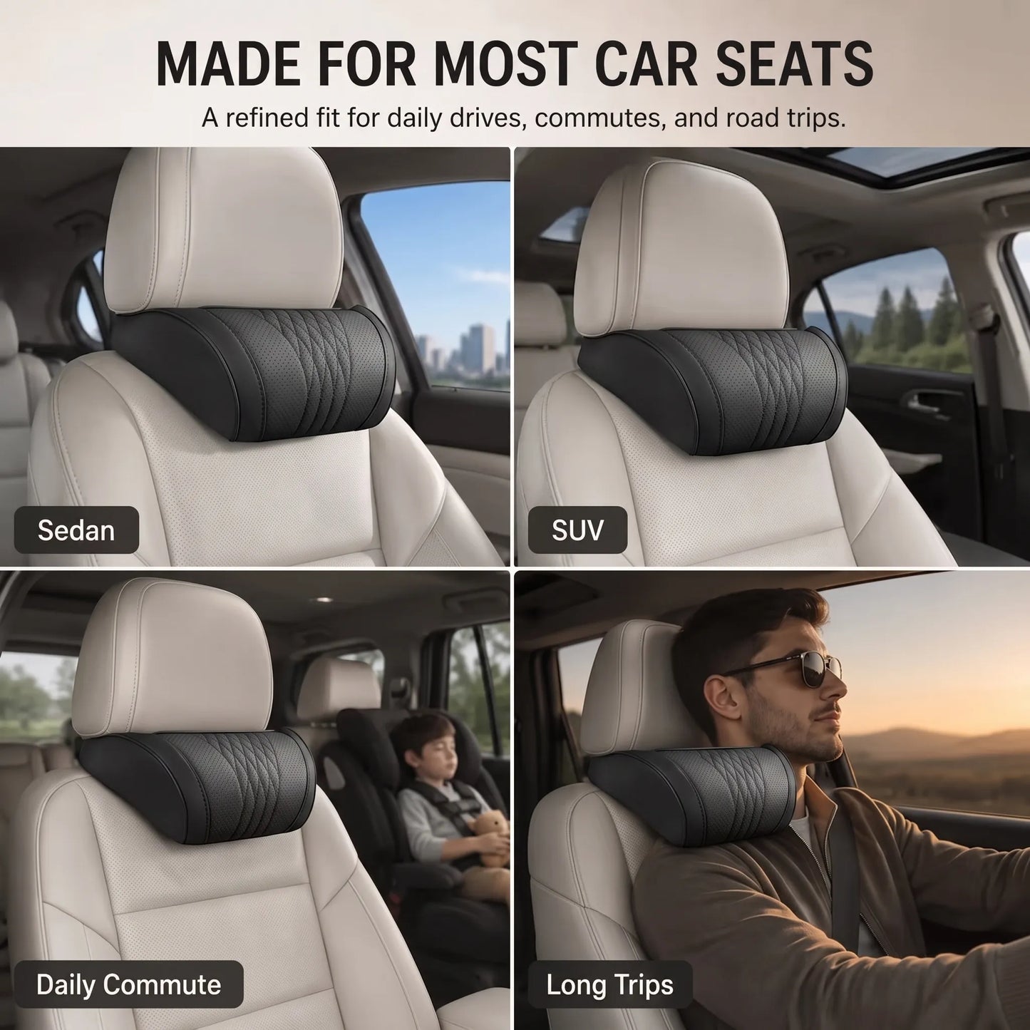 ⭐Premium Car Seat Headrest & Lumbar Support Cushion