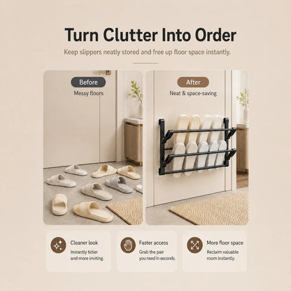 🪑 Foldable Wall‑Mounted Shoe Rack｜Space‑Saving Hanging Slipper Holder for Entryway Bathroom RV