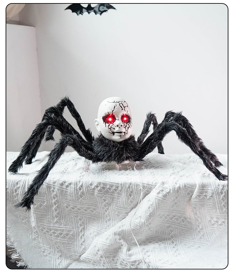 🕷️ Sound-Activated Crawling Baby-Face Spider Halloween Decor 🎃