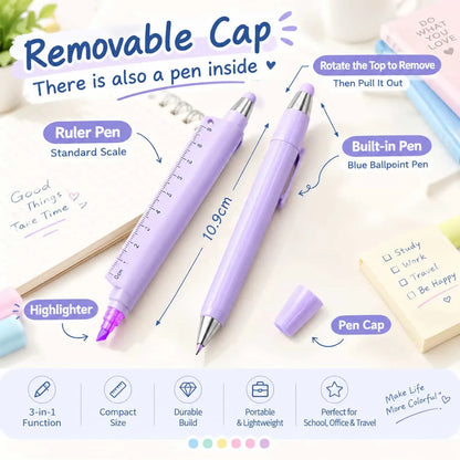 ✍️5-in-1 Multifunction Ruler Stylus Pen – 0.5mm Writing & Marker Tool