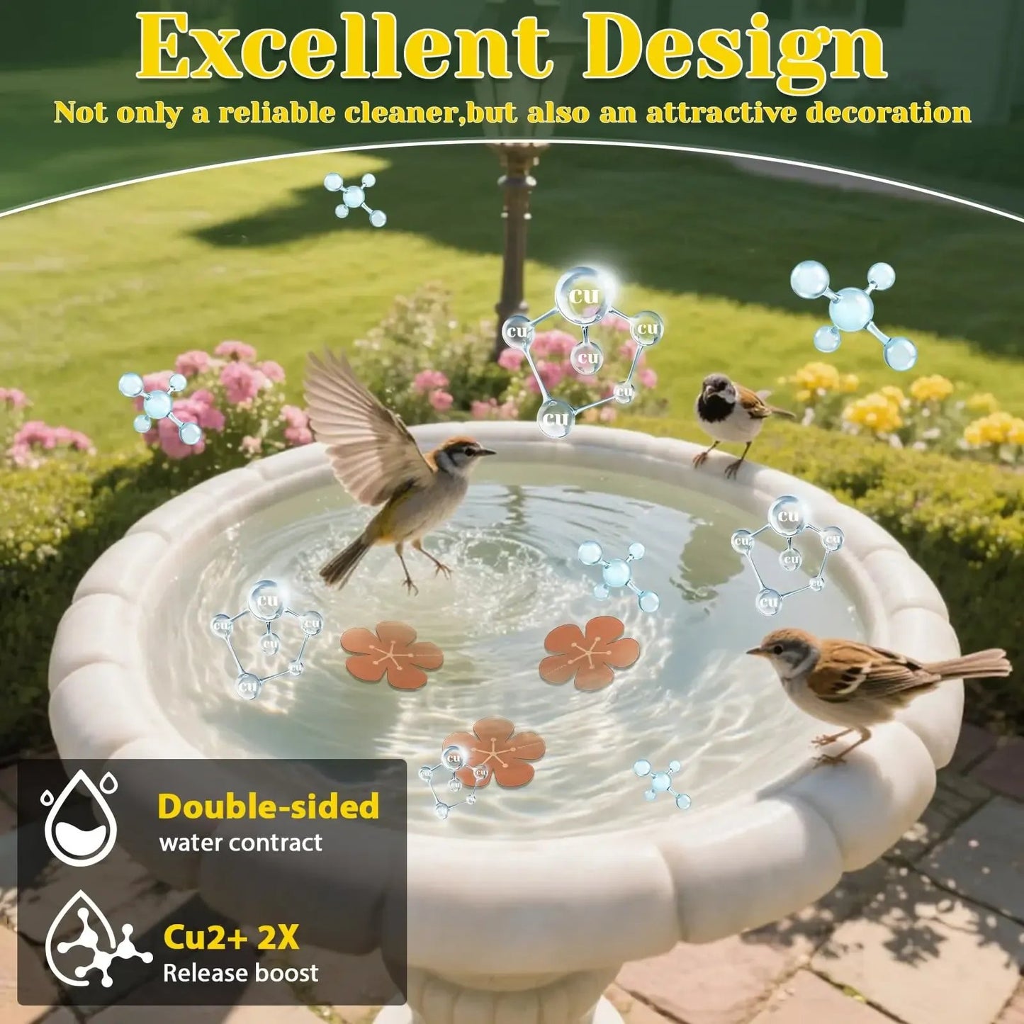 3Pcs Copper Cleaning Discs for Bird Baths