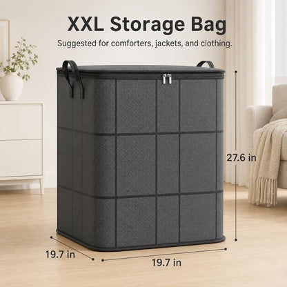 Large Capacity Foldable Storage Bag with Zipper | Waterproof Clothes, Blanket & Comforter Organizer