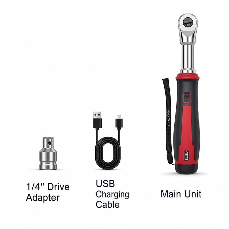Compact Cordless Electric Ratchet Tool with LED Light | Rechargeable Handheld Power Driver for Automotive Repairs & DIY Projects