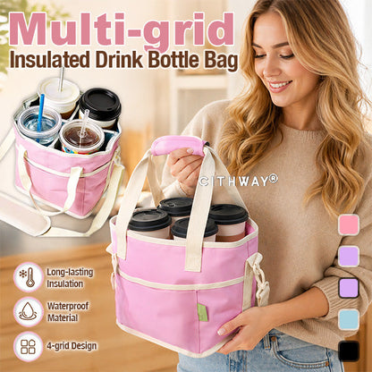 4-grid Insulated Drink Bottle Carrier Bag