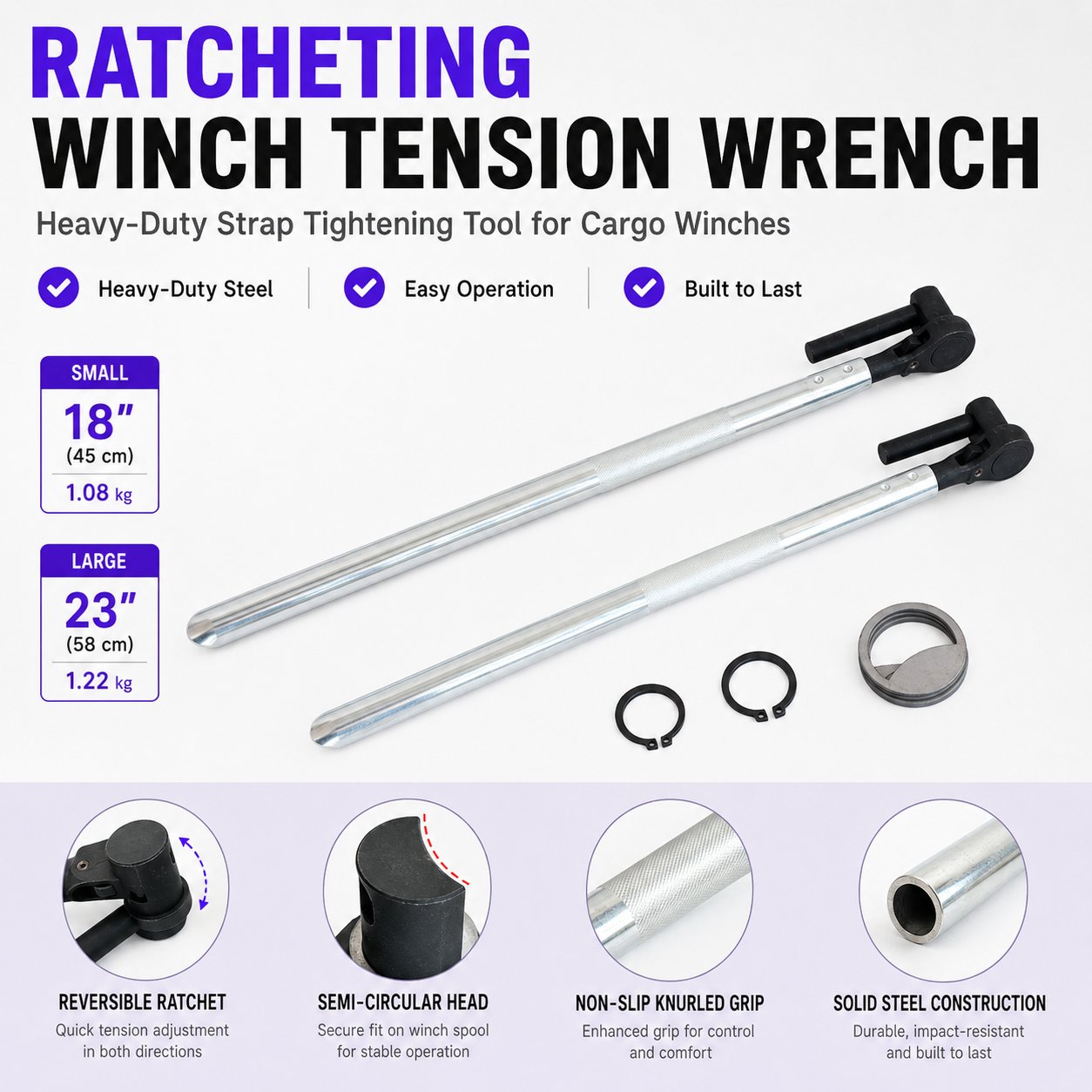 🔥LAST DAY 49% OFF - 🛠️Ratchet Cargo Winch Tensioner Wrench | Heavy-Duty Truck Strap Tool