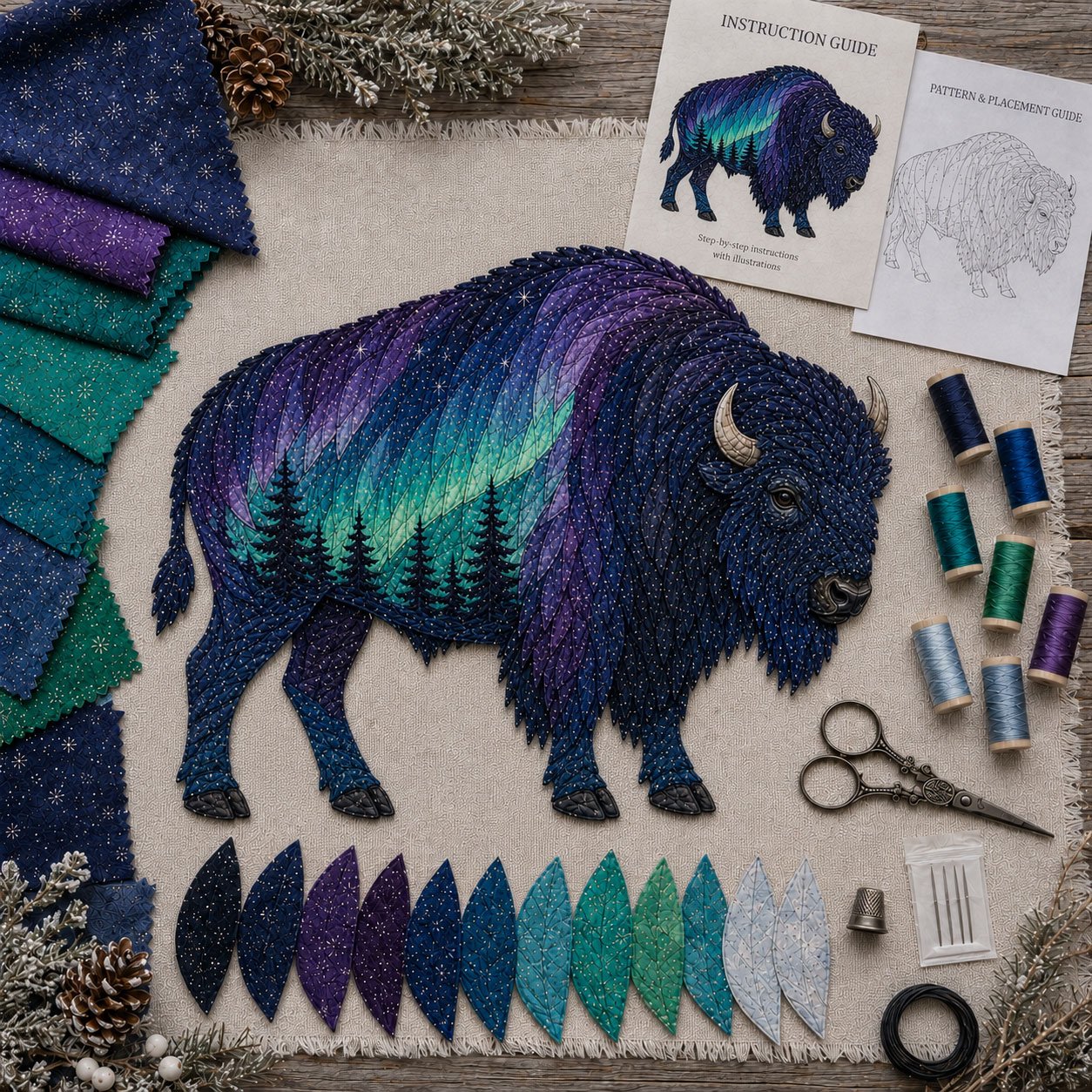 Northern Lights Wildlife DIY Patchwork Kit