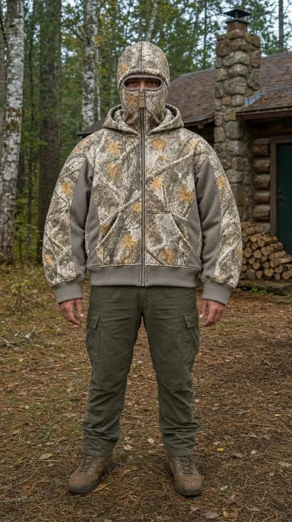 🦌 HunterZip Hunting Hoodie – Built-In Face Mask for Cold-Weather Adventures
