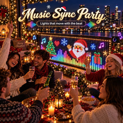 Smart LED Matrix Balcony Curtain Light, Flowing Animation LED Curtain Lamp for Balcony, Patio Holiday Party Decoration