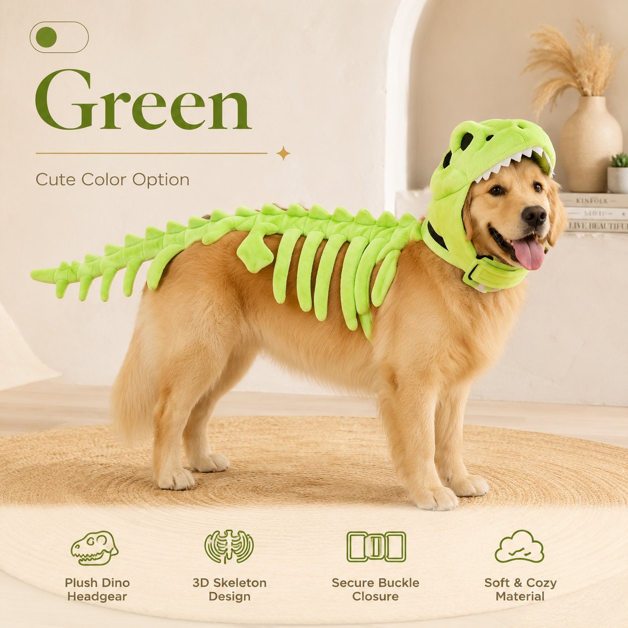 🦖 Glow In Dark Dinosaur Skeleton Dog Costume