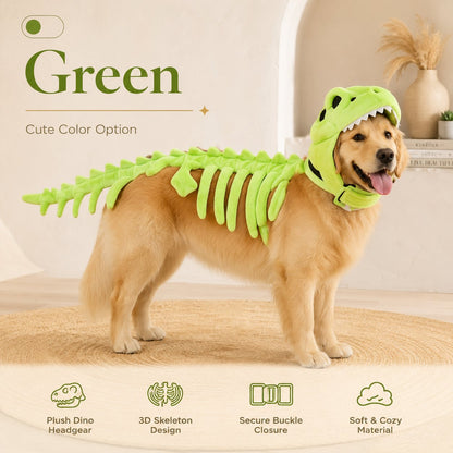 🦖 Glow In Dark Dinosaur Skeleton Dog Costume