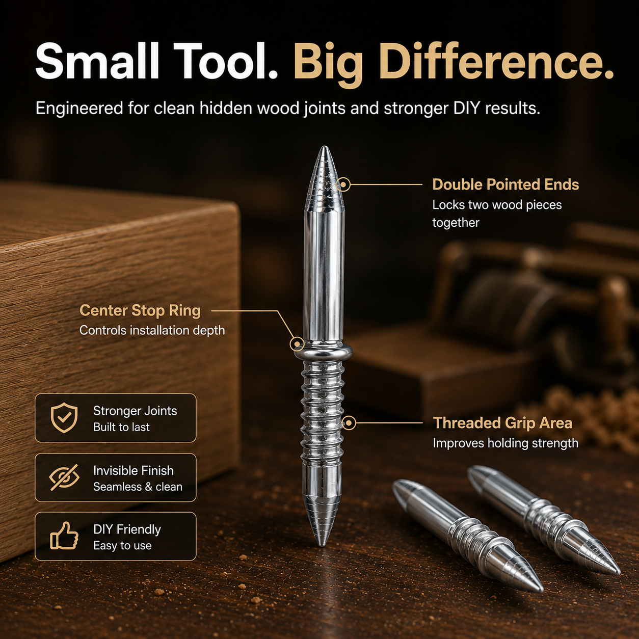 🔨Invisible Double Head Wood Joint Nails | Hidden Connector Pins for DIY Furniture Repair & Woodworking
