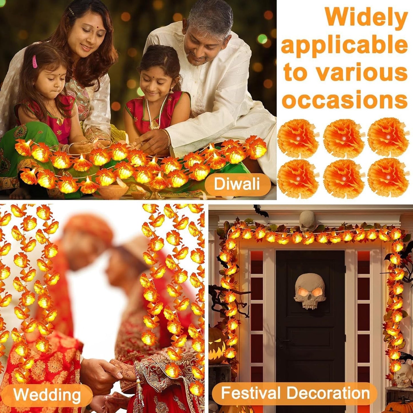 🔥Last Day 49% OFF -🏵️💀 Mexican Marigold Flower String Lights | 💕Death is not the end of life, forgetting is