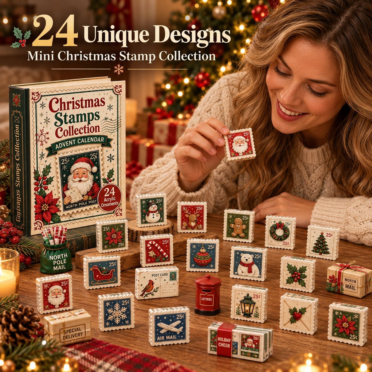 📮 Stamp Your Way to Christmas:  24 DAYS Christmas Stamps Advent Calendar