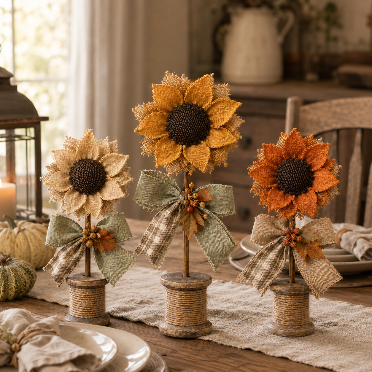 Rustic Sunflower Tabletop Decor Set of 3