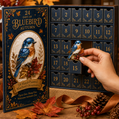 24-Day Bluebird Advent Calendar | Hand-Painted Ornament Countdown Gift