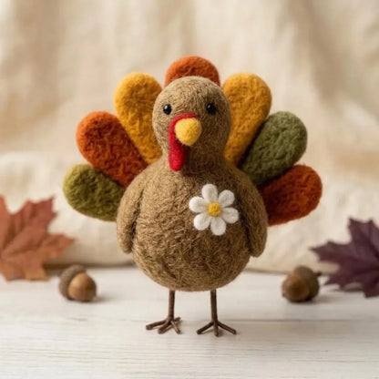 🦃 Handmade Needle-Felted Turkey Figurines – 3-Design Collection