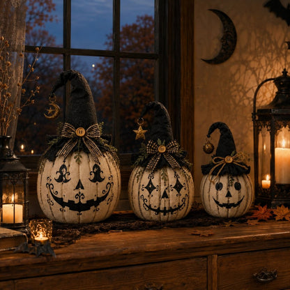 Vintage Witch Pumpkin Trio