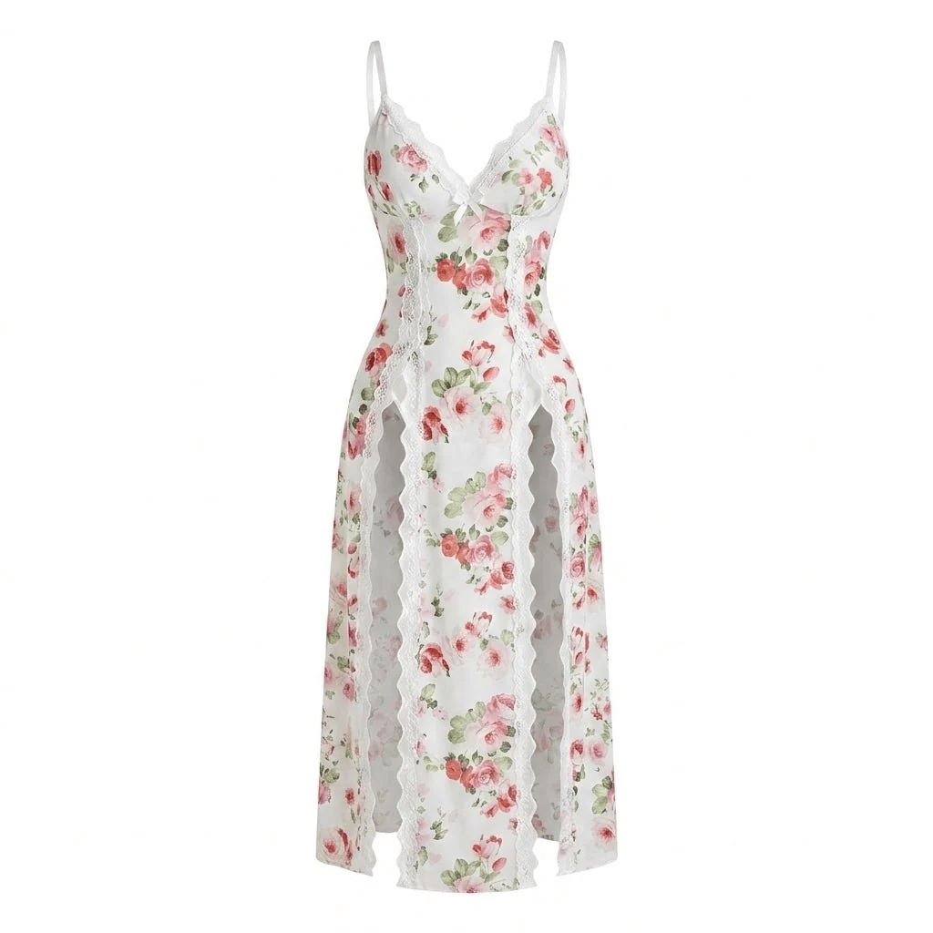 🔥Last Day 49% OFF - Sheer Floral Rose Print Maxi Dress 🎁Buy 2 Free Shipping