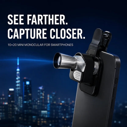 🔥 Last Day 49% OFF 🔭 10×20 Mini Monocular Phone Telescope – Pocket Long-Distance Viewer with Adjustable Smartphone Clip