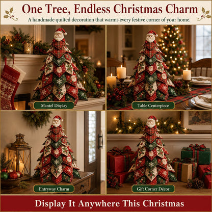 🎄 DIY Quilted Christmas Tree Kit | Layered 3D Tabletop Craft with Pre-Cut Festive Fabrics, Foam Base & Easy Instructions 🧵✨