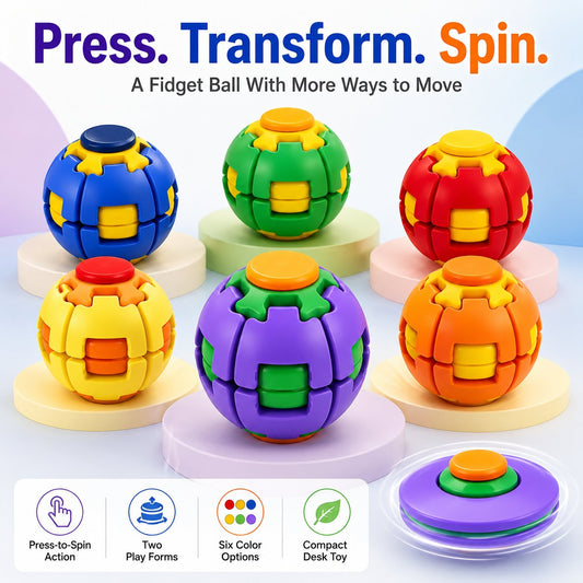🔥Last Day 50% OFF🌀Press, Spin & Unwind In Seconds - 3D Printed Transforming Press-to-Spin Fidget Ball✨