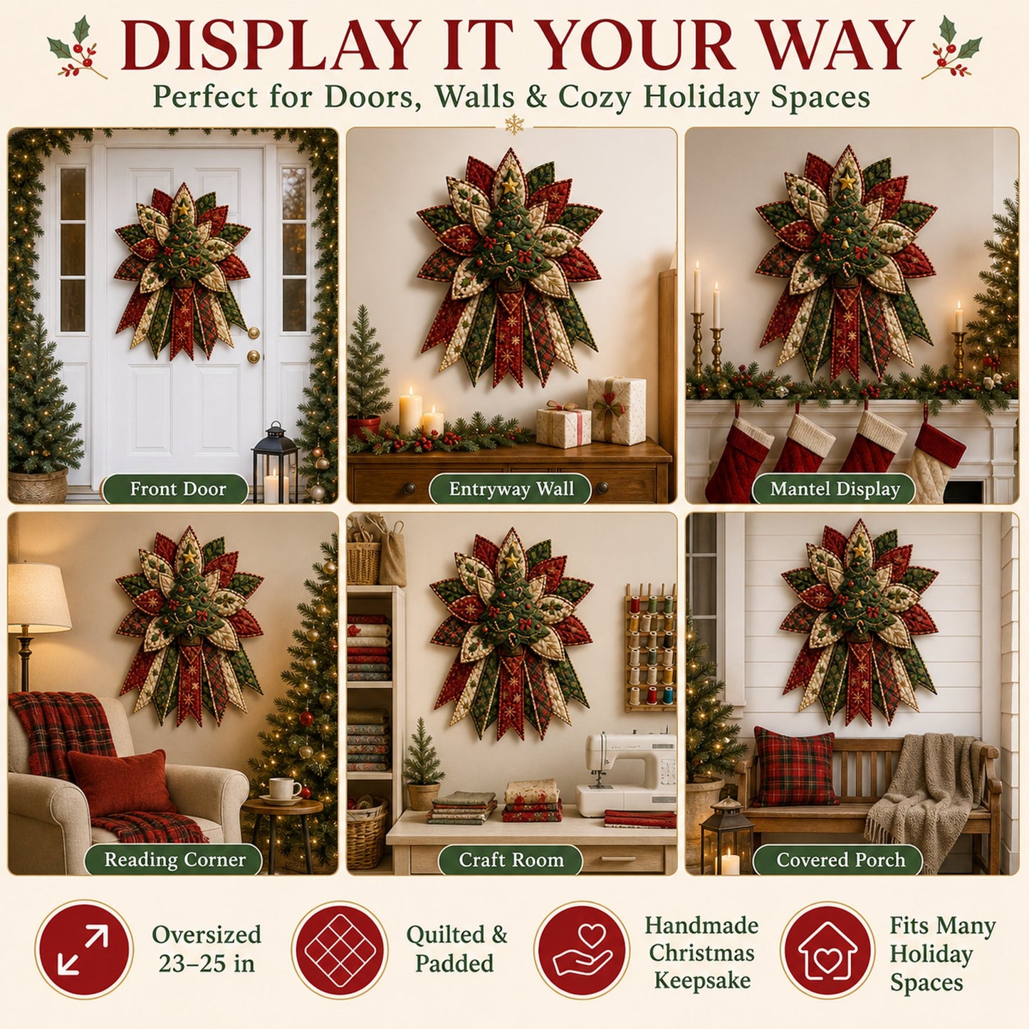 ⏳ Last Day 49% OFF – 🎄Beginner-Friendly Oversized Christmas Character Quilted Door Hanger Sewing Kit | Complete Kit with All Tools & Step-by-Step Guide Included 💕