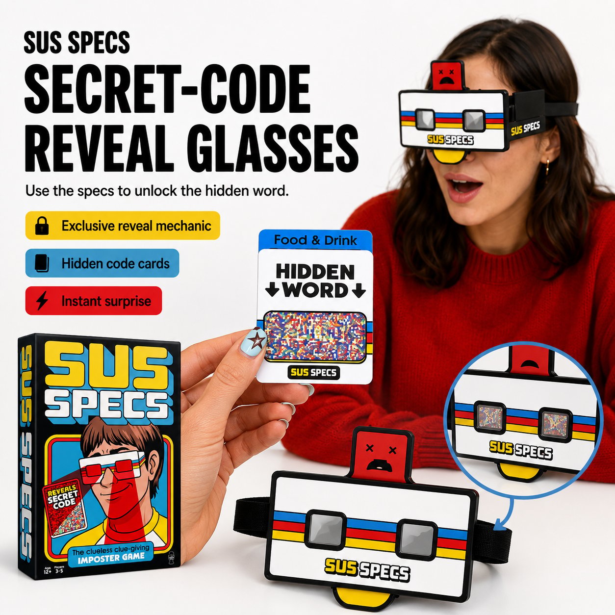 🔥LAST DAY 50% OFF - 🕵️Lucky Egg Sus Specs - The Clueless Clue-Giving Imposter Game
