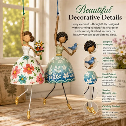 🌸 Whimsical Dancing Lady Hanging Ornament | Vintage Folk-Art Décor with Wind-Activated Swaying Design & Playful Dangling Details ✨