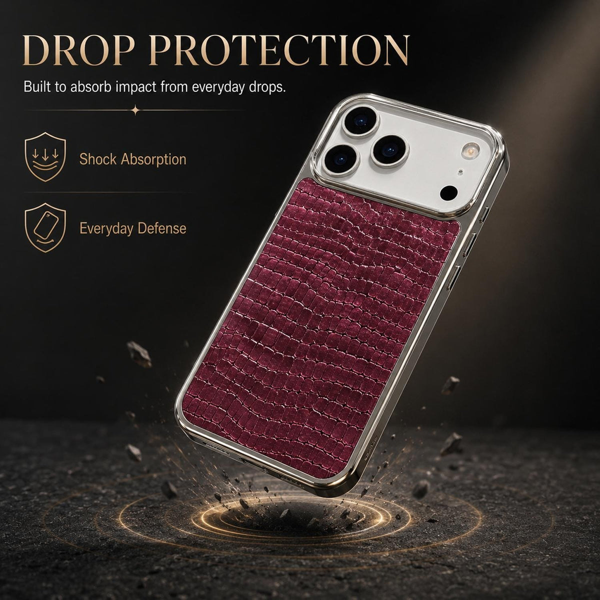 Luxe Croc Leather iPhone Case | Chrome Edge Slim Protective Cover ✨