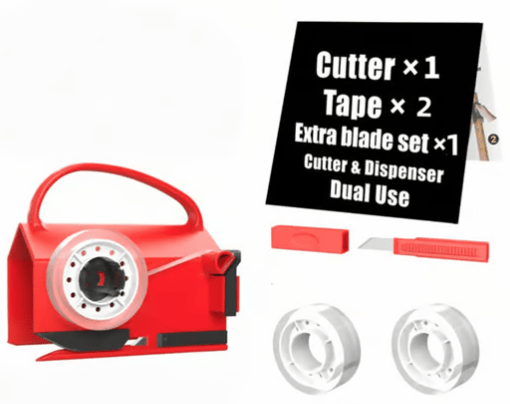 Dual Use Gift Wrap Cutter Tape Dispenser Kit, Portable Sliding Wrapping Paper Slicer, Replacement Blades Included, Household Office Gift Packaging Cutting Tool