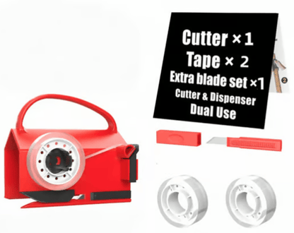 Dual Use Gift Wrap Cutter Tape Dispenser Kit, Portable Sliding Wrapping Paper Slicer, Replacement Blades Included, Household Office Gift Packaging Cutting Tool