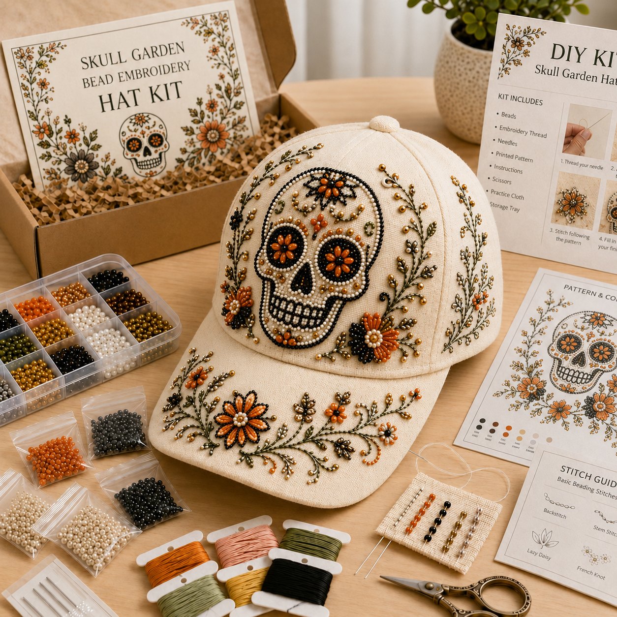 Halloween Beaded Embroidery Hat DIY Kit
