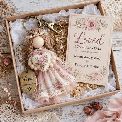 ⏳ Last Day 49% OFF – 🪽 Faith Guardian Keychain Scripture Gift Set Collection | Layered Fabric Charm, Inspirational Scripture Card & Ready-to-Gift Box Included 💕