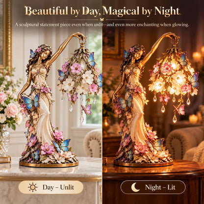 🦋 'Butterfly Lady' Accent Lamp – Elegant flower goddess-style lamp with crystal drops