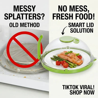 10" Clear Microwave Splatter Cover: Built-in Water Steamer & Steam Vent Lid