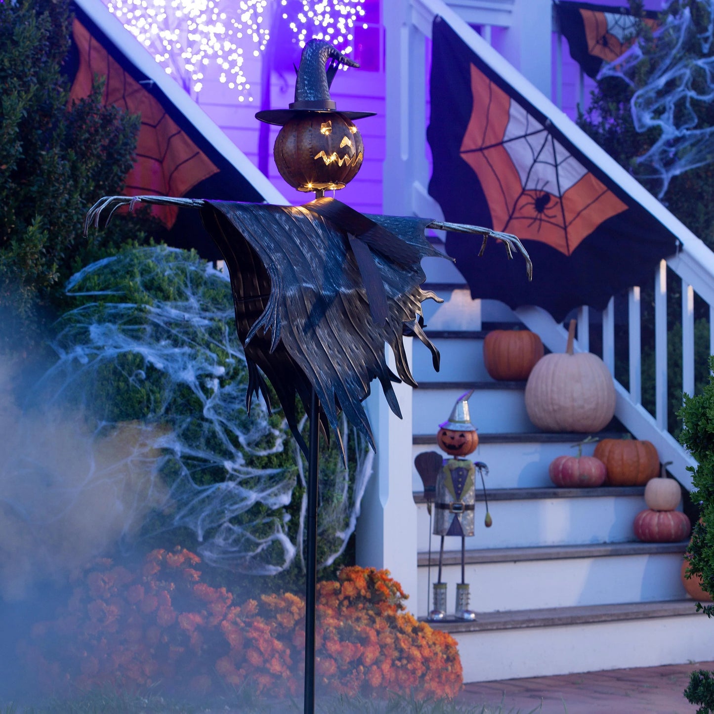 🎃 Halloween Solar Scarecrow Jack O' Lantern Metal Ground Stake