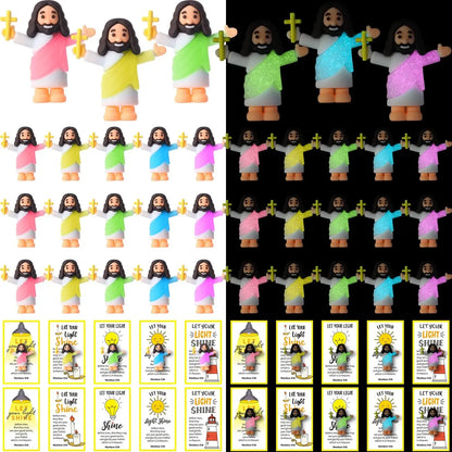 ✝️ Glow-in-the-Dark Little Jesus Mini Figure Collection | Colorful Faith-Inspired Keepsakes with Message Cards for Gifting, Sharing & Everyday Encouragement ✨