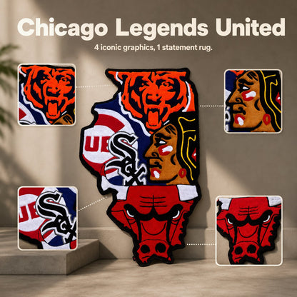 Illinois Chicago All-Team Hand-Tufted Area Rug 🐂🐻⚾