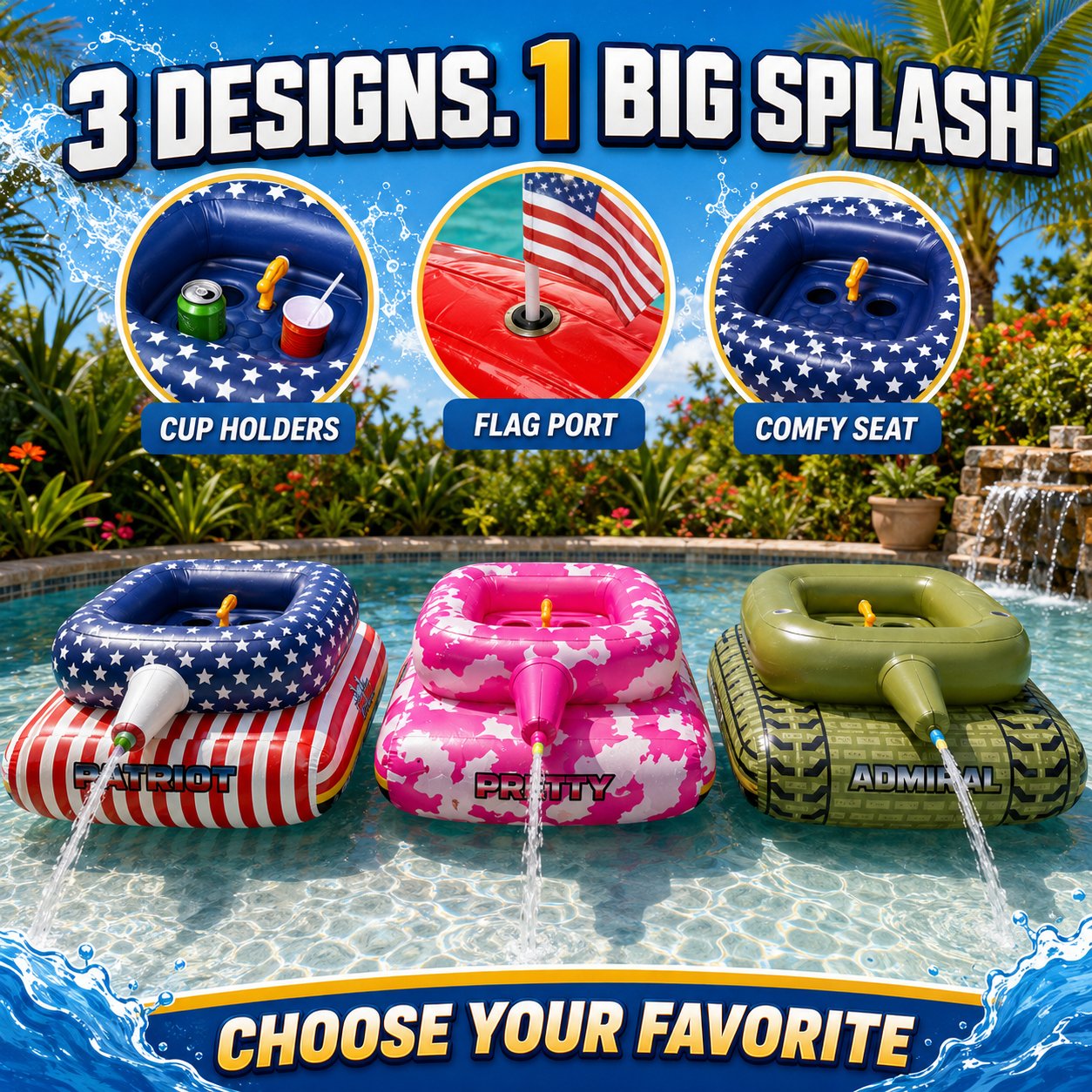 🔥 Summer Pool Party Sale 49% OFF – Patriot Pool Float with Water Cannon for Beach, Lake & Pool Fun