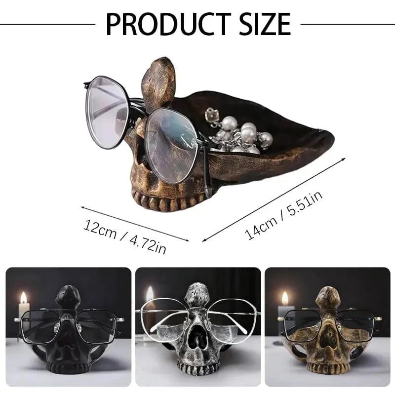 💀🕯️Skull Multi-Function Tray | Gothic Glasses & Key Holder, Desk Organizer with Edge