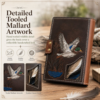 Mallard Feather Leather Bible Cover